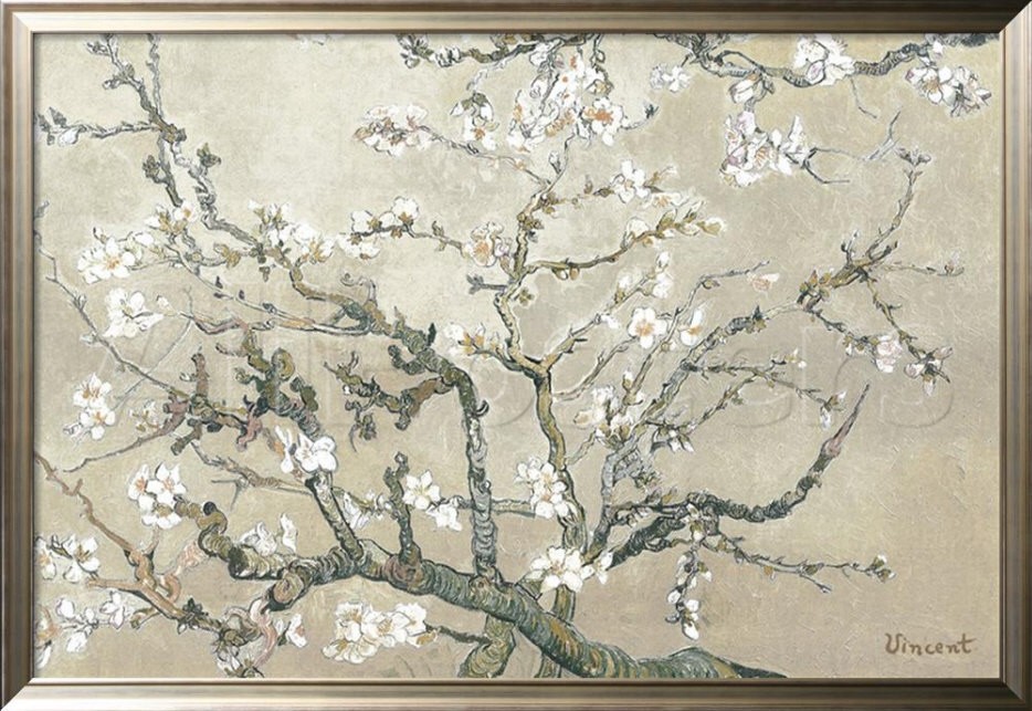 Almond Branches in Bloom, San Remy Grey - Vincent Van Gogh Paintings